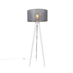 Moderná trojnohá stojaca lampa biela so sivým tienidlom 50 cm - Tripod Classic vyobraziť