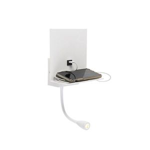 Moderná nástenná lampa biela s USB a flexibilným ramenom - Flero vyobraziť