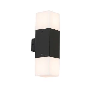 Vonkajšia nástenná lampa čierna s opálovým tienidlom 2-svetlo IP44 - Dánsko vyobraziť