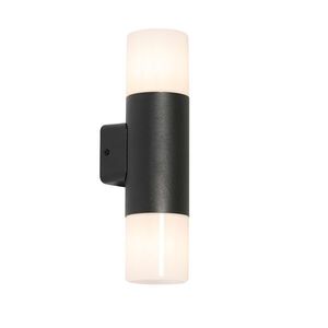 Vonkajšia nástenná lampa čierna s opálovým tienidlom 2-svetlo IP44 - Odense vyobraziť
