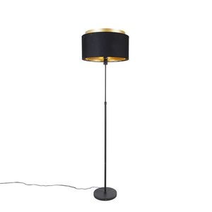 Moderná stojaca lampa čierna so zlatým dvojvrstvovým tienidlom - Parte vyobraziť