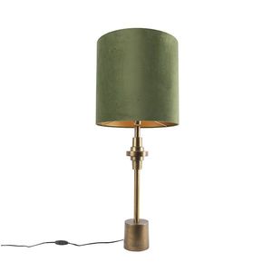Stolná lampa bronzová s tienidlom zo zamatu zelená 40 cm - Diverso vyobraziť