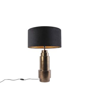 Stolná lampa v štýle Art Deco bronzová so zamatovým tienidlom čierna so zlatom 50 cm - Bruut vyobraziť