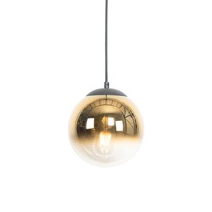 Art Deco závesné svietidlo čierne so zlatým sklom 20 cm - Pallon vyobraziť