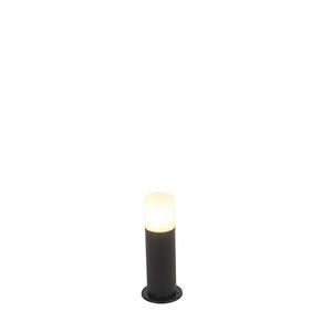 Stojaca vonkajšia lampa čierna s opálovým tienidlom bielym 30 cm IP44 - Odense vyobraziť