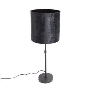 Stolná lampa čierna s tienidlom z čierneho zamatu 25 cm nastaviteľná - Parte vyobraziť