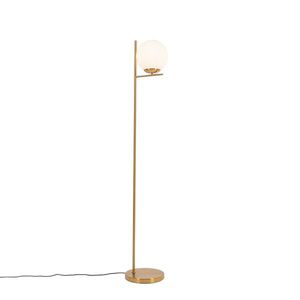 Art Deco stojaca lampa zlatá a opálové sklo - Flore vyobraziť