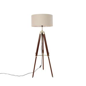 Stojaca lampa mosadzná s tienidlom svetlohnedá 50 cm trojnožka - Cortin vyobraziť