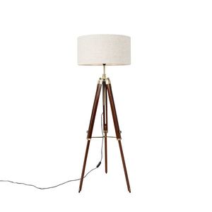 Stojaca lampa mosadz s svetlosivým tienidlom 50 cm trojnožka - Cortin vyobraziť