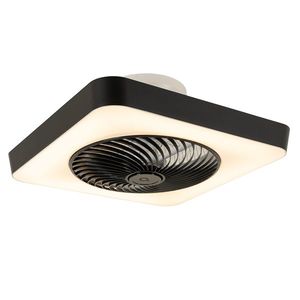 Inteligentný stropný ventilátor štvorcový čierny vrátane LED stmievateľný - Climo vyobraziť