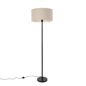 Stojaca lampa čierna s tienidlom svetlohnedá 50 cm - Simplo vyobraziť