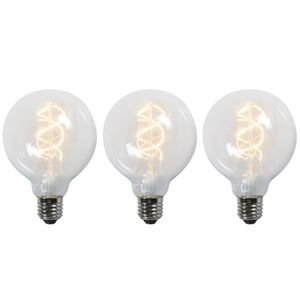Sada 3 LED žiaroviek E27 s krúteným vláknom G95 priehľadné 5W 400lm 2200K vyobraziť