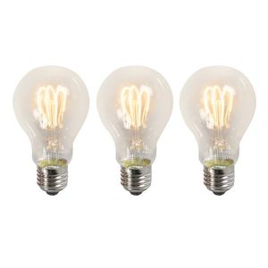 Sada 3 žiaroviek E27 LED so skrúteným vláknom A60 priehľadná 3W 210lm 2200K vyobraziť
