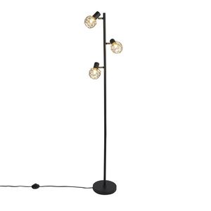 Dizajnová stojaca lampa čierna so zlatom 3-svetlo nastaviteľné - Mesh vyobraziť
