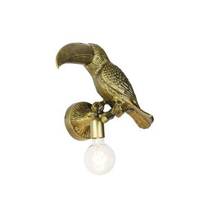 Vintage nástenná lampa mosadz - Animal Toucan vyobraziť