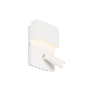 Nástenná lampa biela vrátane LED s USB a lampou na čítanie s vypínačom - Robin vyobraziť