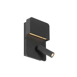 Nástenná lampa čierna vrátane LED s USB a lampou na čítanie s vypínačom - Robin vyobraziť