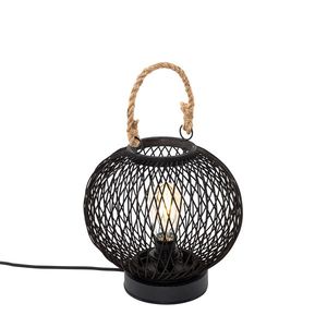 Rustikálna stolná lampa pre exteriér čierna ratan - Calamus vyobraziť