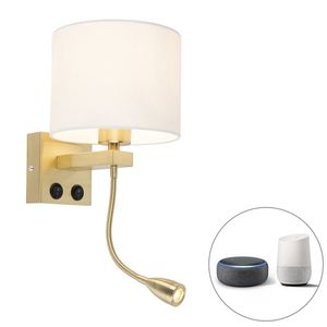 Inteligentná nástenná lampa zlatá s bielym tienidlom vrátane Wifi A60 - Brescia vyobraziť