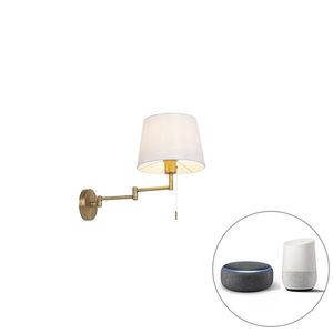 Inteligentná nástenná lampa bronzová s bielym tienidlom vrátane WiFi A60 - Ladas Deluxe vyobraziť
