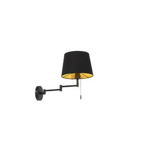 Nástenná lampa čierna s čiernym tienidlom a nastaviteľným ramenom - Ladas Deluxe vyobraziť