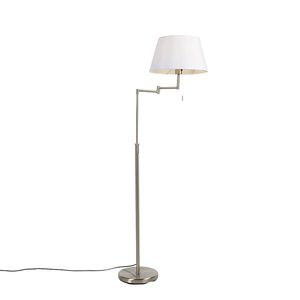 Stojaca lampa z ocele s bielym tienidlom z látky a nastaviteľným ramenom - Ladas Deluxe vyobraziť