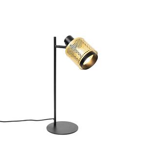 Priemyselná stolná lampa čierna so zlatom - Kayden vyobraziť