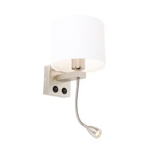 Nástenná lampa oceľ s flexibilným ramenom a bielym tienidlom 18 cm - Brescia Combi vyobraziť
