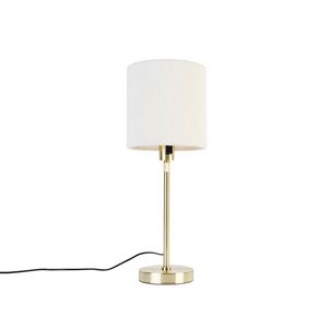 Zlatá nastaviteľná stolná lampa s bielym bouclé tienidlom 20 cm - Parte vyobraziť