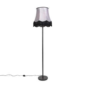Klasická stojaca lampa čierna s tienidlom Granny B sivá - Simplo vyobraziť