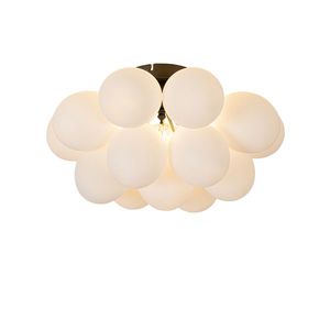 Art Deco stropné svietidlo čierne s opálovým sklom 4-žiarovkové - Uvas vyobraziť
