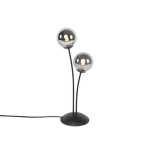 Moderná stolná lampa čierna 2-svetlá s dymovým sklom - Atény vyobraziť