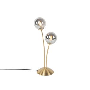 Moderná stolná lampa zlatá 2-svetlá s dymovým sklom - Atény vyobraziť