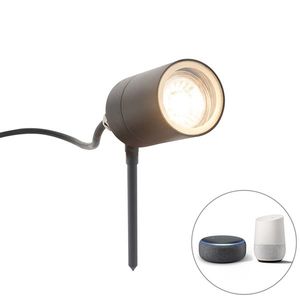 Inteligentné moderné bodové svietidlo na zem s antracitom IP44 vrátane wifi GU10 - Solo vyobraziť