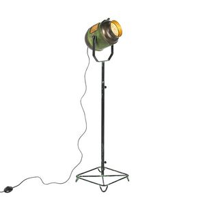 Priemyselná stojaca lampa bronzová so zelenou 140 cm - Byron vyobraziť