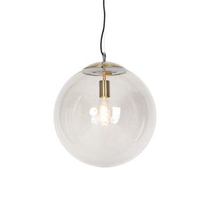 Moderné závesné svietidlo mosadzné s dymovým sklom 40 cm - Ball vyobraziť
