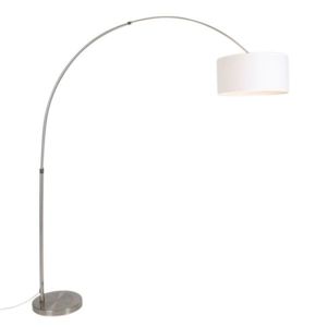 Oblúková lampa oceľový tienidlo z látky biele 50/50/25 nastaviteľná - XXL vyobraziť