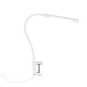 Klipová stolová lampa biela s LED a dotykovým stmievačom - Lionard vyobraziť