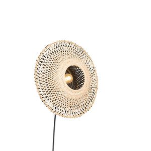 Orientálna nástenná lampa bambus 35 cm so zástrčkou - Rina vyobraziť