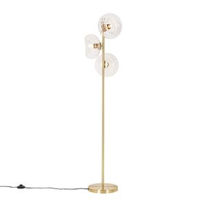 Art Deco stojaca lampa zlatá so sklom 3-svetlo - Ayesha vyobraziť