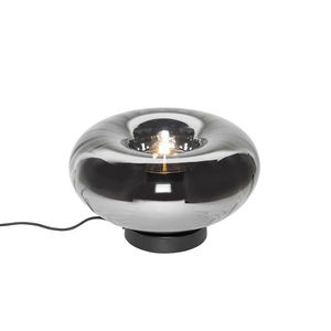 Stolná lampa v štýle Art Deco čierna s dymovým sklom - Ayesha vyobraziť