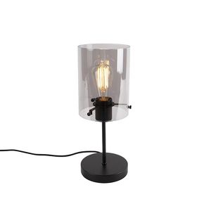 Dizajnová stolná lampa čierna s dymovým sklom na stojane - Dome vyobraziť