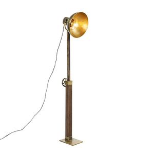 Priemyselná stojaca lampa bronzová s mangovým drevom - Mangoes vyobraziť