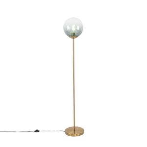 Art Deco stojaca lampa mosadz s zeleným sklom - Pallon vyobraziť
