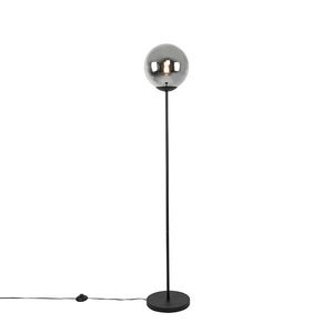Art Deco stojaca lampa čierna s dymovým sklom - Pallon vyobraziť