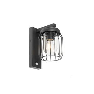 Moderná vonkajšia nástenná lampa čierna IP44 s pohybovým senzorom - Luc vyobraziť