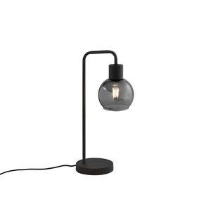 Art Deco stolná lampa čierna s dymovým sklom - Vidro vyobraziť