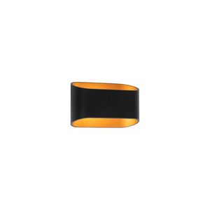 Moderná nástenná lampa čierna so zlatým vnútorným oválom - Alone vyobraziť