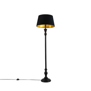 Stojaca lampa s tienidlom 45 cm čierna so zlatým vnútorným priestorom - Classico vyobraziť