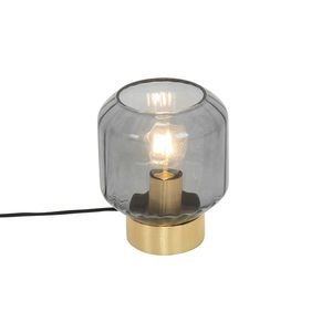 Moderná stolná lampa mosadz s dymovým sklom - Stiklo vyobraziť